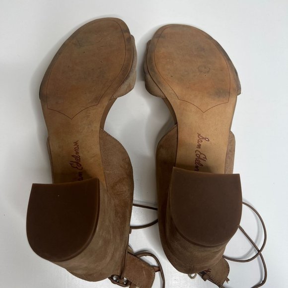 Sam Edelman Serene Block Heel Lace Up Ankle Tie Camel‎ Suede 11 - Picture 12 of 14
